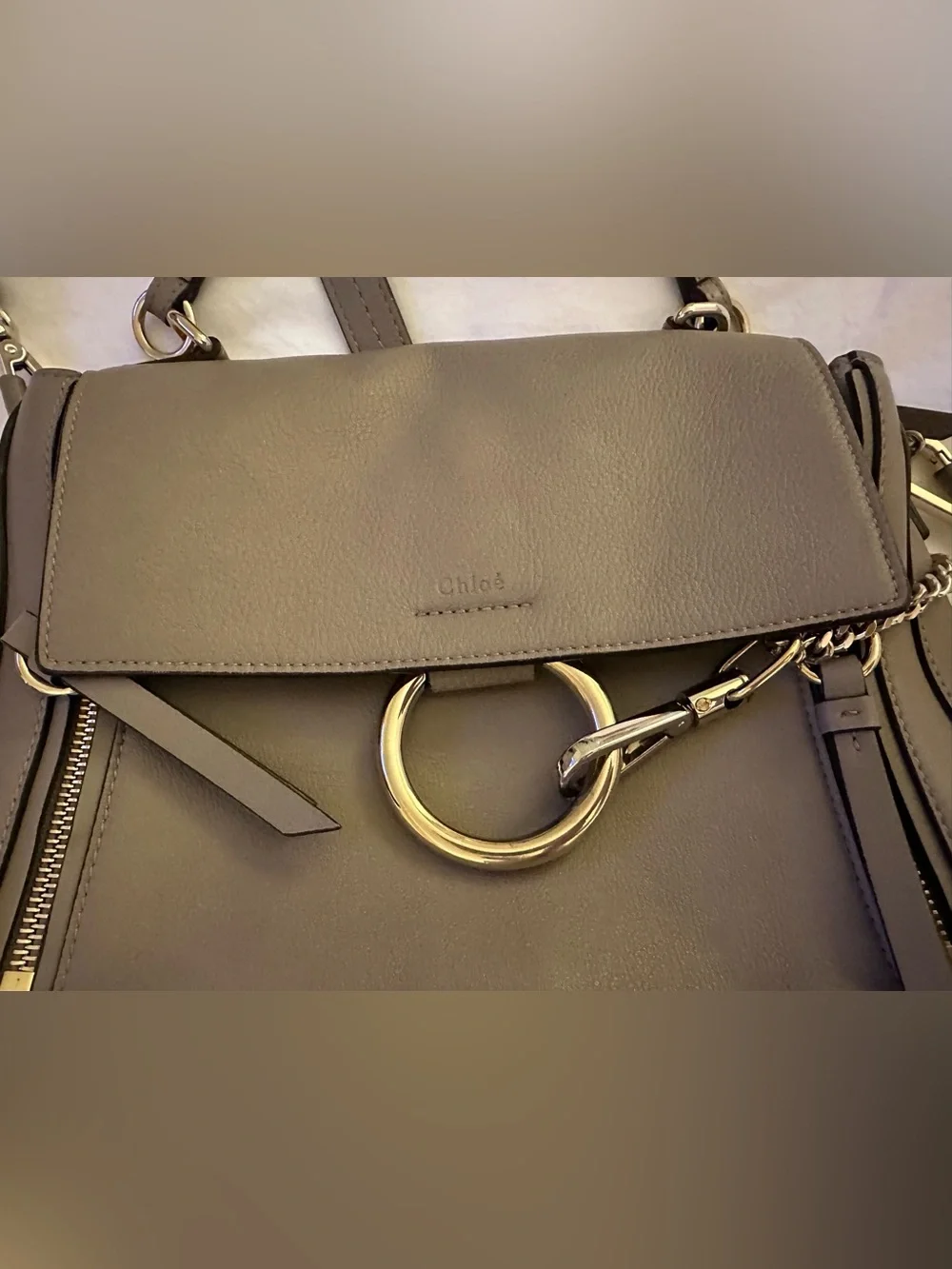 Chloe Faye Medium Leather Satchel with Ring Accents and Hardware